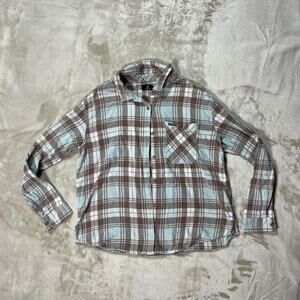 100% Cotton Volcom Women’s Plaid To Meet U Flannel Button-Up Shirt Size Small
